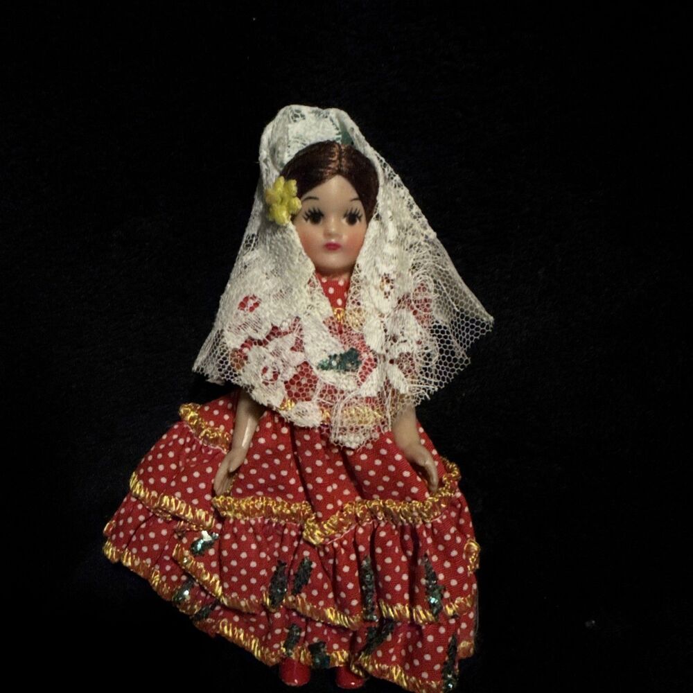 Vintage 1970s Mexico Mexican Folk Art Souvenir 6" Girl Doll